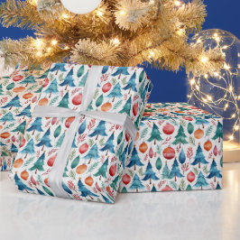 Papel De Presente Padrão da árvore de Natal