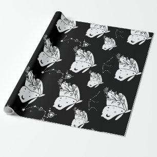 Papel De Presente Padrão da borboleta da mariposa Luna