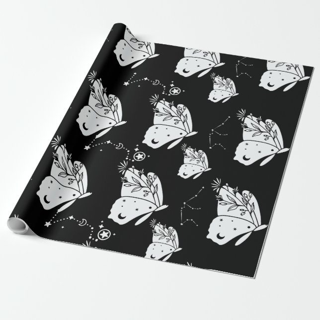 Papel De Presente Padrão da borboleta da mariposa Luna (Desenrolado)