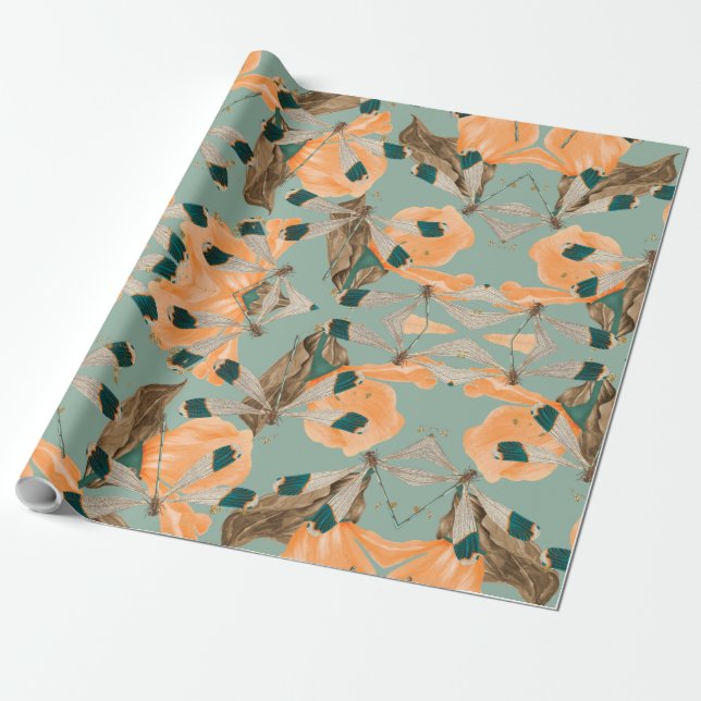 Papel De Presente Padrão da borboleta da mariposa Luna (Desenrolado)