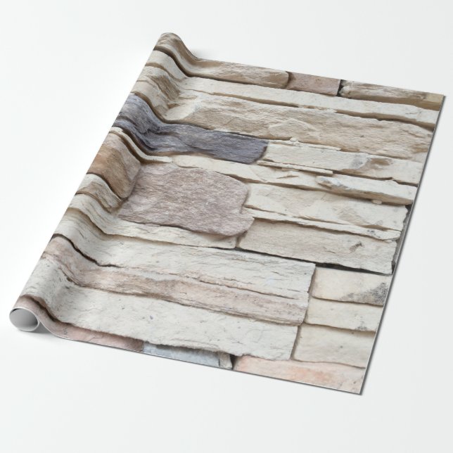 Papel De Presente Padrão da parede moderna de tijolos surgiu (Desenrolado)