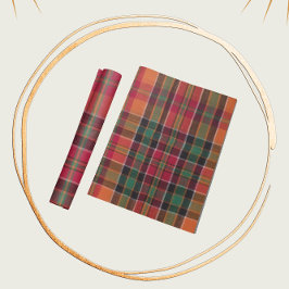 Papel De Presente Padrão da Praça Verde Laranja da Xadrez Moderna Ma