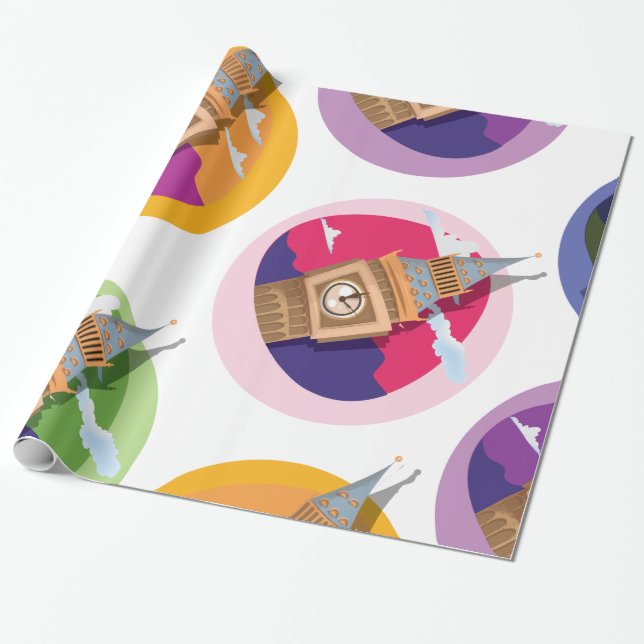 Papel De Presente Padrão da Torre do Relógio de Westminster Big Ben (Desenrolado)