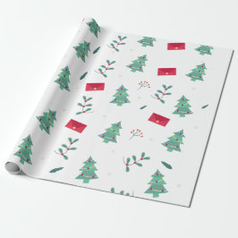 Papel De Presente Padrão das árvores de Natal, feriados de Natal