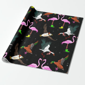 Papel De Presente Padrão das aves de inverno