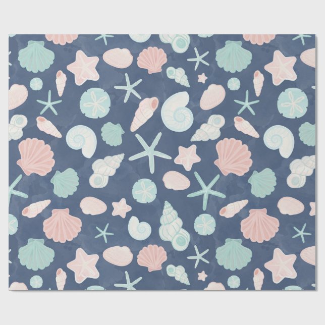 Papel De Presente padrão das conchas (Aberto)