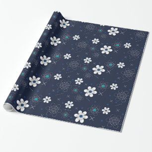Papel De Presente Padrão das flores brancas
