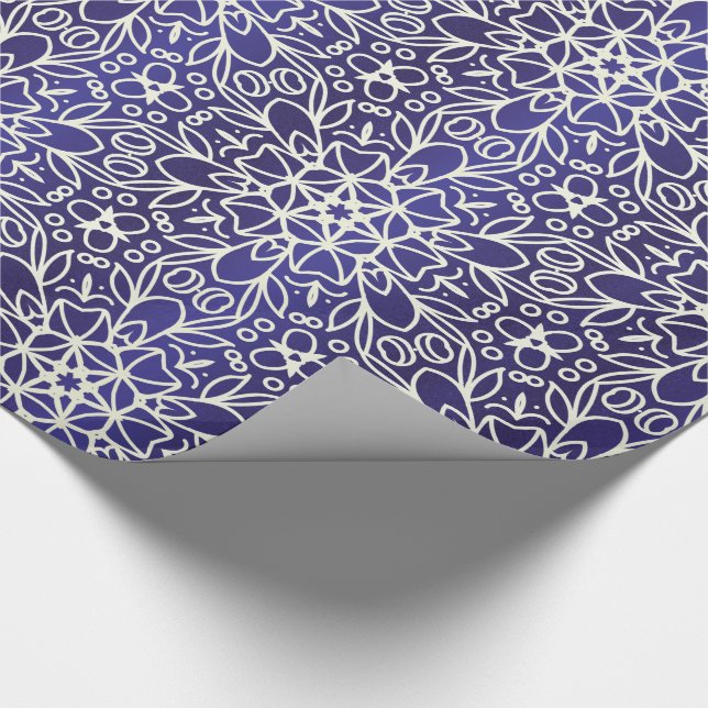 Papel De Presente Padrão das flores da meia-noite (Ponta)