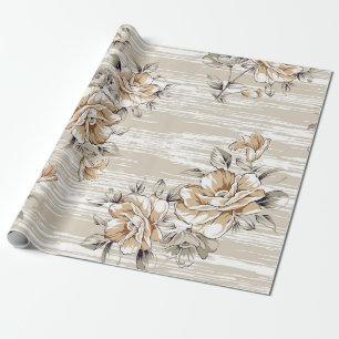 Papel De Presente padrão das flores marrons no plano de fundo de tex