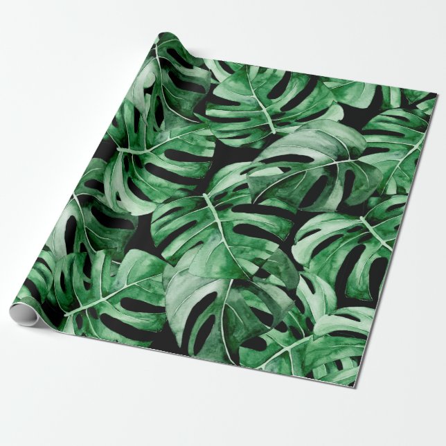 Papel De Presente Padrão das folhas da Monstera (Desenrolado)