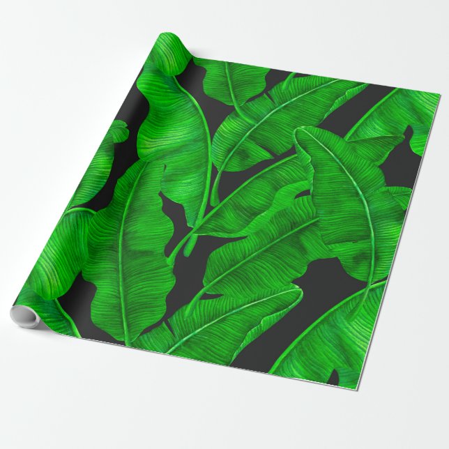 Papel De Presente Padrão das folhas de bananeira (Desenrolado)