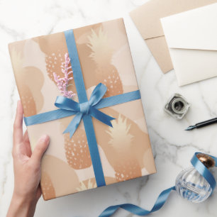 Papel De Presente Padrão de Abacaxis Dourados