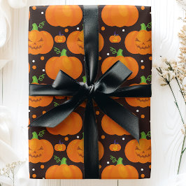 Papel De Presente Padrão de Abóbora Assustadora de Halloween Jack O'