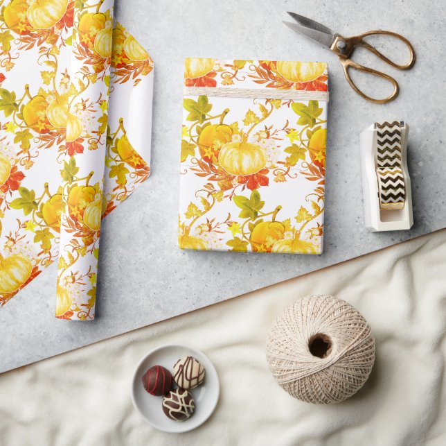Papel De Presente Padrão de Abóbora de Craft ou Presente da Temporad (Artesanato)