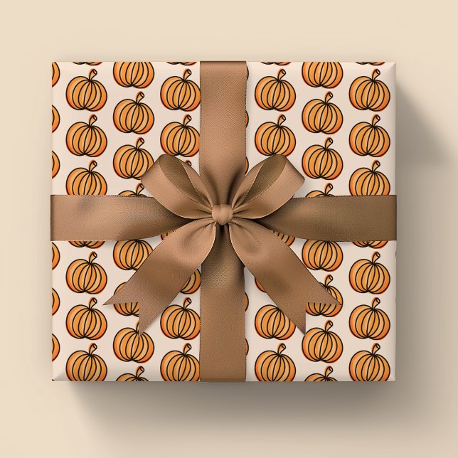 Papel De Presente Padrão de Abóbora do Dia das Bruxas (Pumpkin Halloween Wrapping Paper rolls)