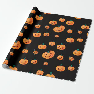Papel De Presente Padrão de Abóbora do Halloween