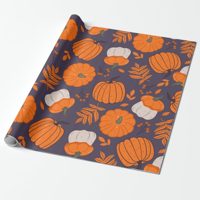 Papel De Presente padrão de abóboras de Halloween (Desenrolado)