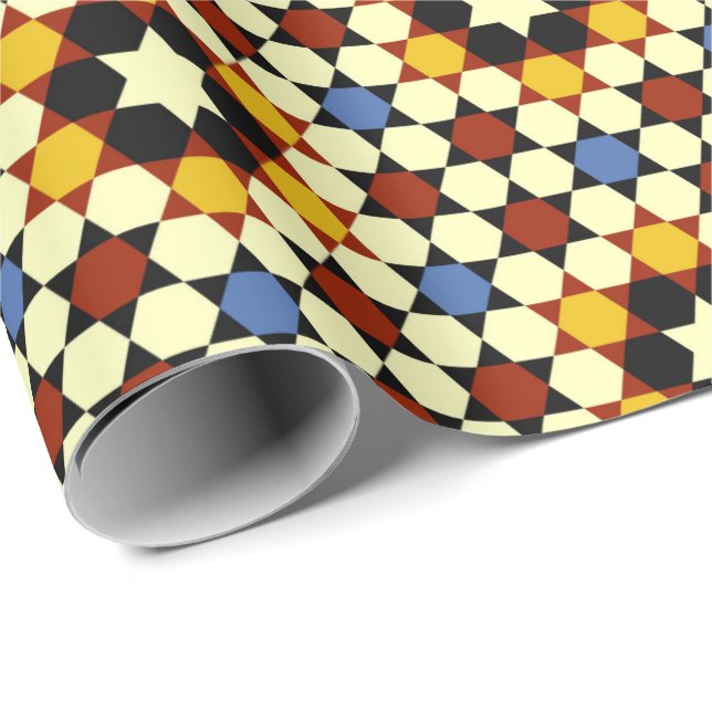 Papel De Presente Padrão de Abstrato artístico geométrico Retro #43 (Ponta do rolo)