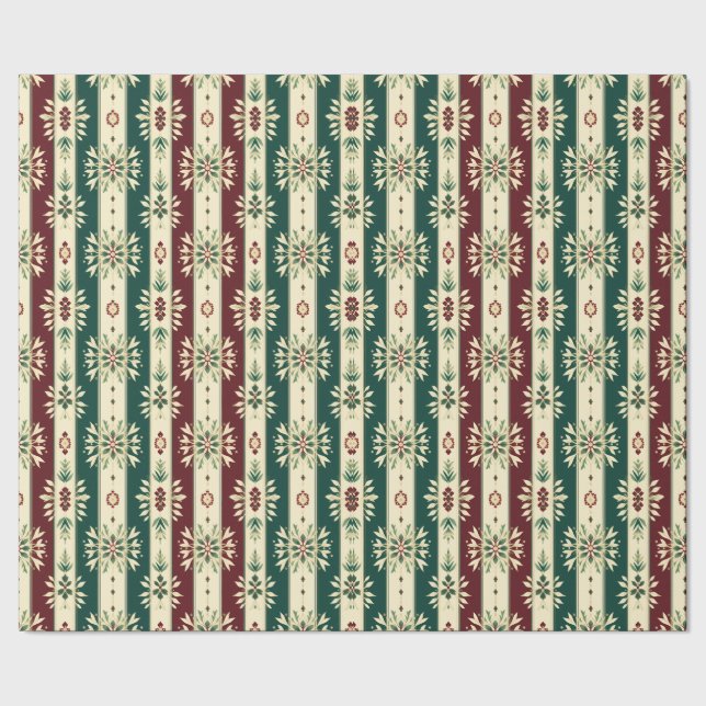 Papel De Presente Padrão de abstrato com risca- burlão, verde, marfi (Barra)