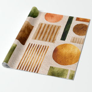Papel De Presente Padrão de Abstrato de Aquarela Terrestre - Orgânic
