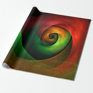 Papel De Presente Padrão de Abstrato de Arte Vermelha Verde Floral M