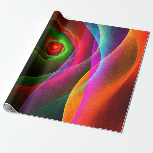 Papel De Presente Padrão de Abstrato de Arte Vermelho Verde Laranja