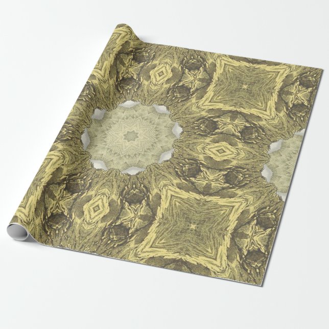 Papel De Presente Padrão de Abstrato de Deco de Ouro de Arte do  Vin (Desenrolado)