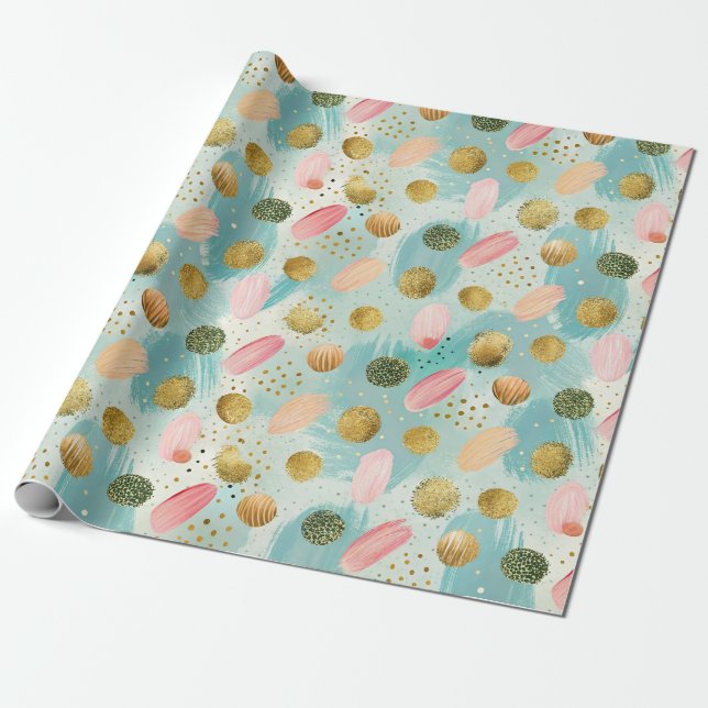 Papel De Presente Padrão de Abstrato de Glitter Pastel Confetti (2) (Desenrolado)