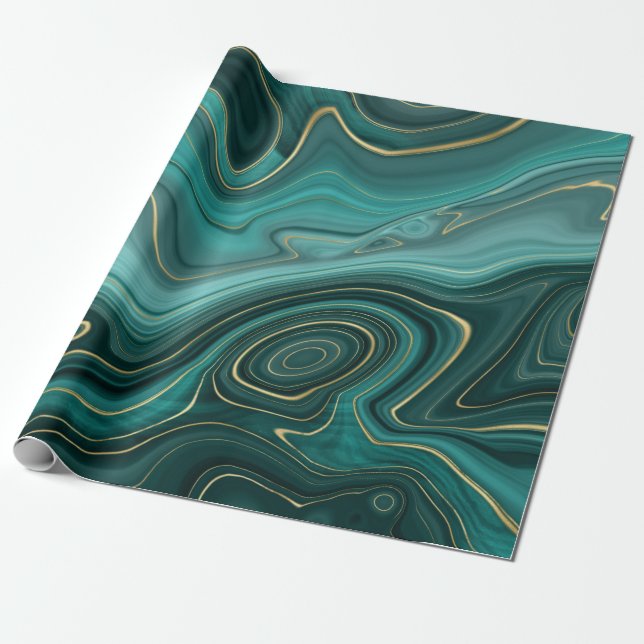 Papel De Presente Padrão de Abstrato de luxo Glam Turquoise (Desenrolado)