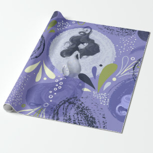 Papel De Presente Padrão de Abstrato de Púrpura das Sereias Whimsica