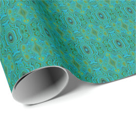 Papel De Presente Padrão de Abstrato do Trippy Retro Turquoise Chart