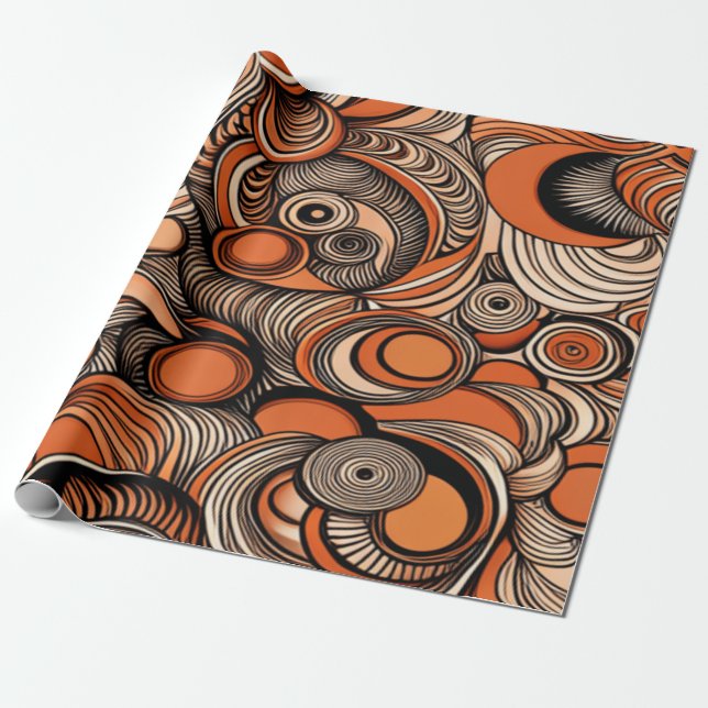 Papel De Presente Padrão de Abstrato Laranja de Pêssego Moderno (Desenrolado)