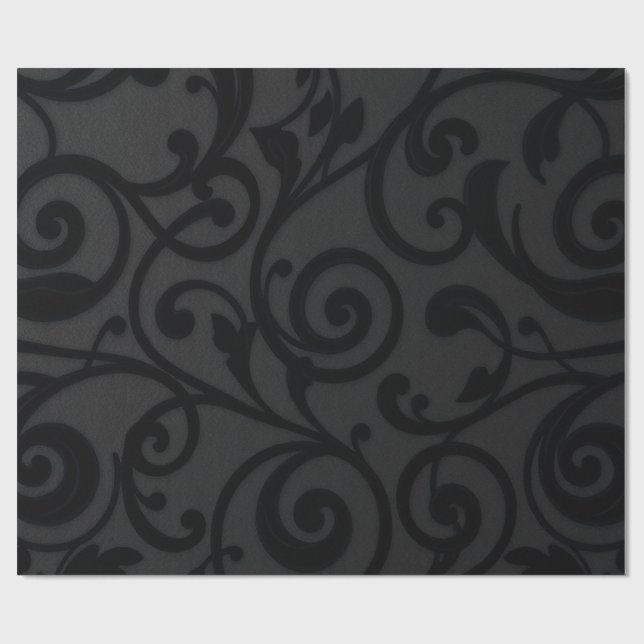Papel De Presente Padrão de Abstrato preto girando incríveis (Aberto)