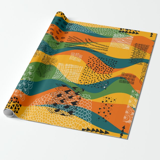 Papel De Presente Padrão de abstrato sem costura de patches ondulado (Desenrolado)