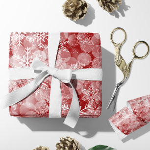 Papel De Presente Padrão de Abstrato vermelho com flocos de neve br