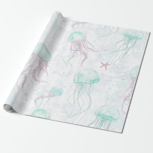 Papel De Presente Padrão de Água Sonhadora com Água-Marinha (1)