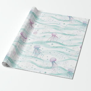 Papel De Presente Padrão de Água Sonhadora com Água-Marinha (3)