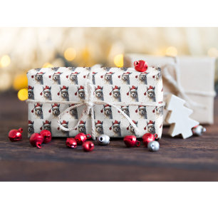 Papel De Presente Padrão de Aguarela de Chapéu de Papai Noel de Lham