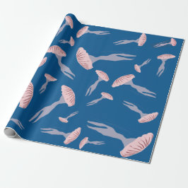 Papel De Presente Padrão de águas-vivas do oceano azul profundo