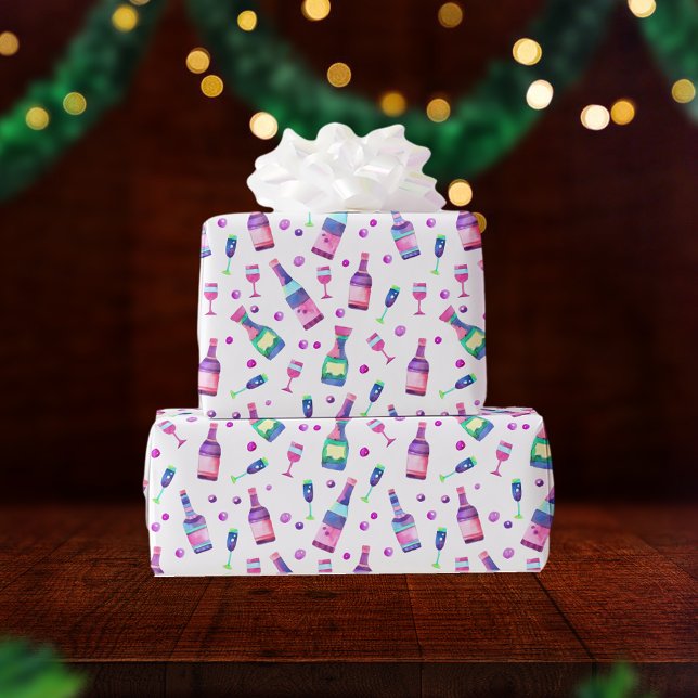 Papel De Presente Padrão de Álcool Aquarela | Branco (Criador carregado)
