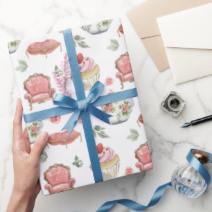 Papel De Presente Padrão de Alisa em País das Maravilhas em Aquarela