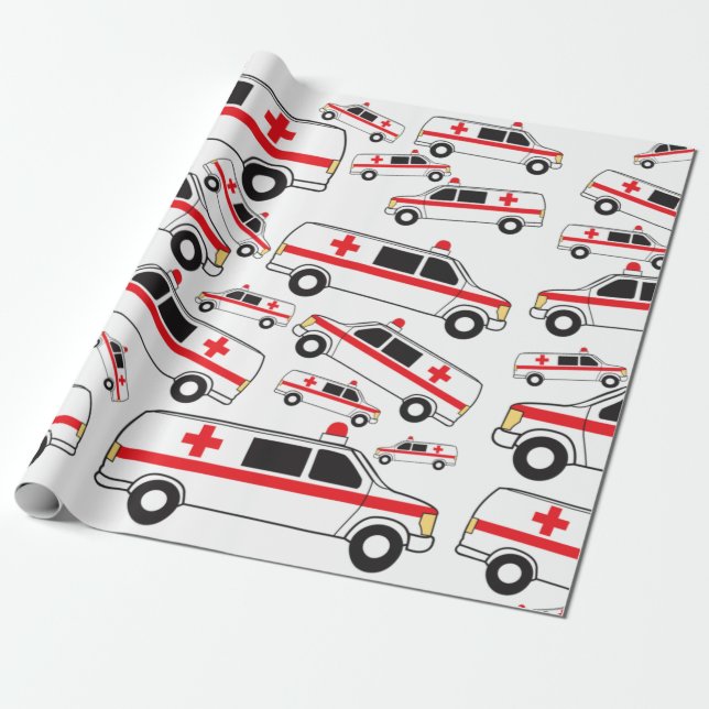 Papel De Presente Padrão de Ambulância (Desenrolado)