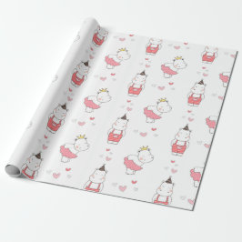 Papel De Presente Padrão de Amor de Dias de os namorados Hippo
