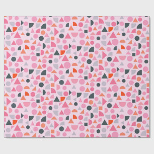 Papel De Presente Padrão de Amor Geométrico em Creme, Rosa, Lilás