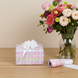 Papel De Presente Padrão de amor verde, roxo e cor-de-rosa macio