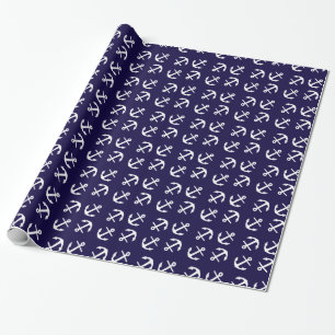 Papel De Presente Padrão de Âncora do Tema Náutico Belo e Único