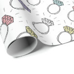Papel De Presente Padrão de Anéis de Diamante Ilustrado<br><div class="desc">Anéis de diamante multicolorido ilustrados em tons pastéis.</div>