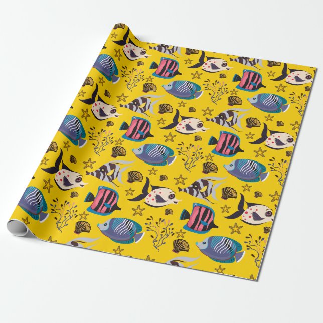 Papel De Presente Padrão de animais aquáticos | vida submarina do oc (Desenrolado)
