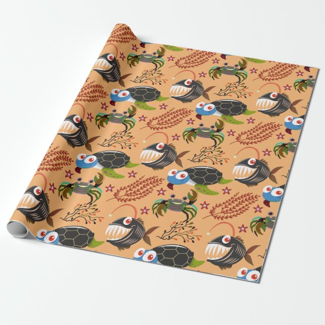 Papel De Presente Padrão de animais aquáticos | vida submarina do oc (Desenrolado)