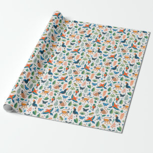 Papel De Presente Padrão de Animais da Floresta Tropical